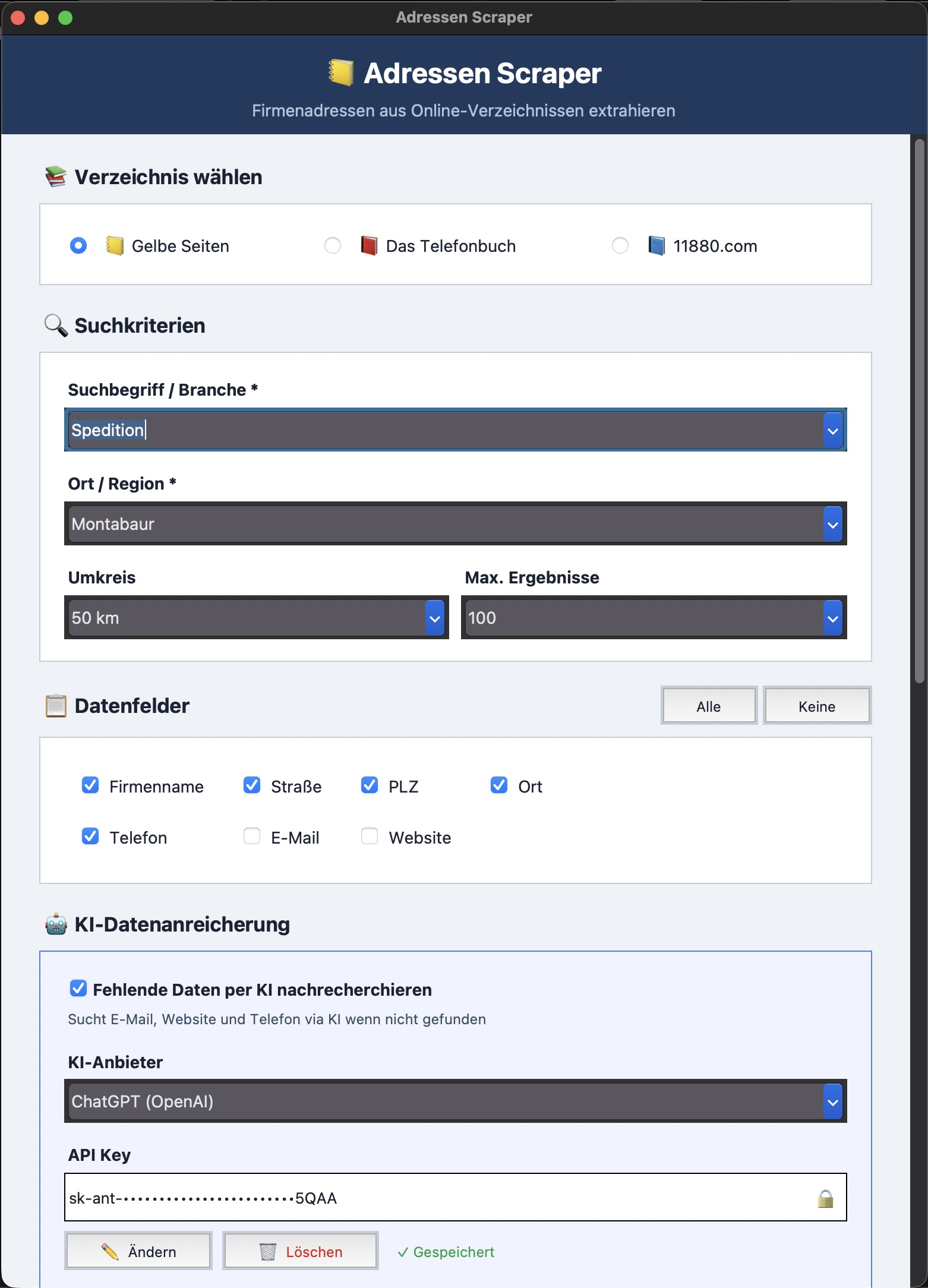 Adress Buddy Hauptfenster